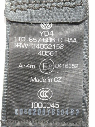 CINTURON SEGURIDAD TRASERO DERECHO Volkswagen TOURAN (1T2) 