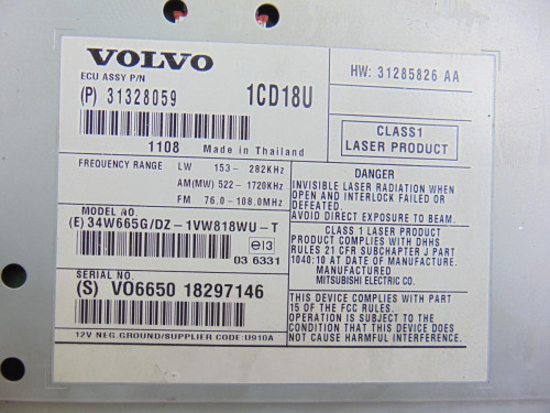  SISTEMA AUDIO / RADIO CD VOLVO V50 FAMILIAR 