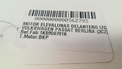 MOTOR ELEVALUNAS DELANTERO IZQUIERDO VOLKSWAGEN PASSAT BERLINA (3C2) 