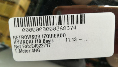 RETROVISOR IZQUIERDO, HYUNDAI, I10 (PA)