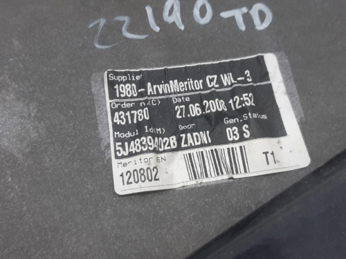 ELEVALUNAS TRASERO DERECHO SKODA FABIA (5J2) 