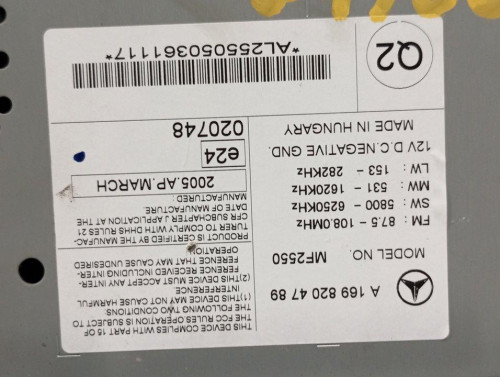  SISTEMA AUDIO / RADIO CD, MERCEDES-BENZ, CLASE B (BM 245) 