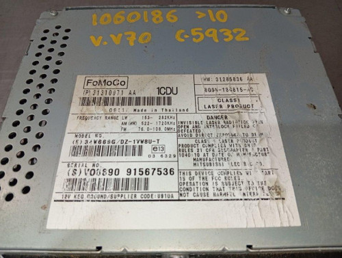  SISTEMA AUDIO / RADIO CD VOLVO V70 FAMILIAR 