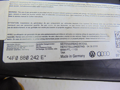 AIRBAG LATERAL DELANTERO DERECHO, AUDI, A6 BERLINA (4F2)