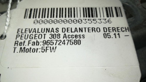  ELEVALUNAS DELANTERO DERECHO PEUGEOT 308 