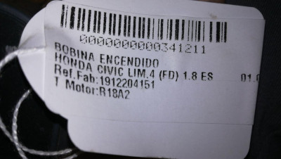 BOBINA ENCENDIDO, HONDA, CIVIC 5 PUERTAS (FK)