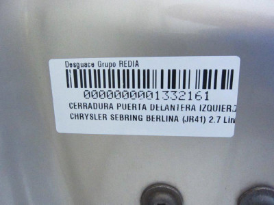 CERRADURA PUERTA DELANTERA IZQUIERDA, CHRYSLER, SEBRING JR 41 BERLINA