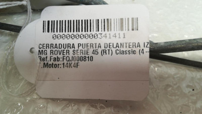CERRADURA PUERTA DELANTERA IZQUIERDA, MG ROVER, ROVER 45 (RT)