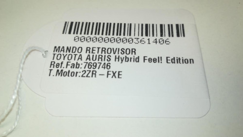  MANDO RETROVISOR, TOYOTA, AURIS (E18) 
