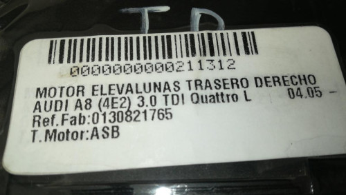  MOTOR ELEVALUNAS TRASERO DERECHO AUDI A8 (4E) 