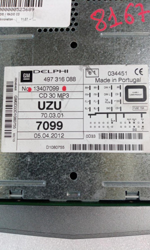 SISTEMA AUDIO / RADIO CD Opel CORSA D 