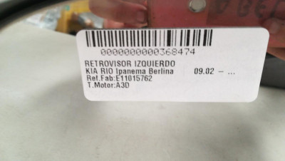 RETROVISOR IZQUIERDO, KIA, RIO (BC)