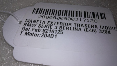 MANETA EXTERIOR TRASERA IZQUIERDA, BMW, SERIE 3 BERLINA (E46)