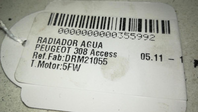 RADIADOR AGUA, PEUGEOT, 308