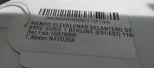  MANDO ELEVALUNAS DELANTERO DERECHO BMW SERIE 1 BERLINA (E81/E87) 