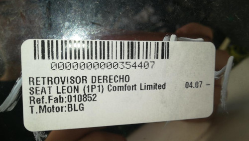 RETROVISOR DERECHO Seat LEON (1P1) 