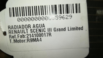 RADIADOR AGUA, RENAULT, SCENIC III (JZ)
