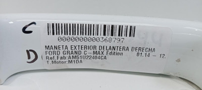 MANETA EXTERIOR DELANTERA DERECHA, FORD, GRAND C-MAX (CB7)