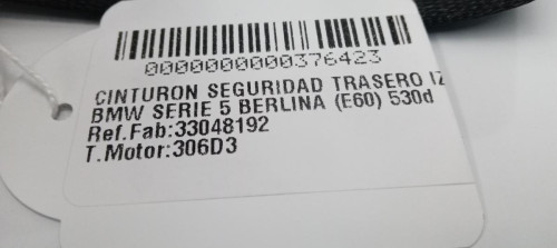  CINTURON SEGURIDAD TRASERO IZQUIERDO BMW SERIE 5 BERLINA (E60) 