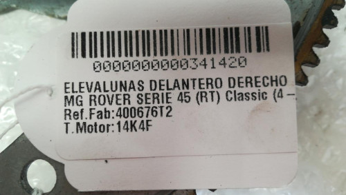  ELEVALUNAS DELANTERO DERECHO MG ROVER ROVER 45 (RT) 