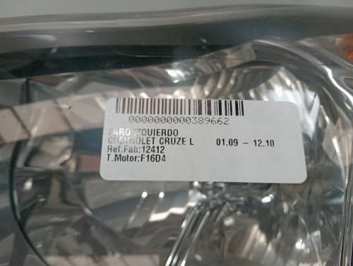 FARO IZQUIERDO CHEVROLET CRUZE 