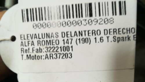  ELEVALUNAS DELANTERO DERECHO ALFA ROMEO 147 (190) 