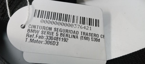  CINTURON SEGURIDAD TRASERO CENTRAL BMW SERIE 5 BERLINA (E60) 
