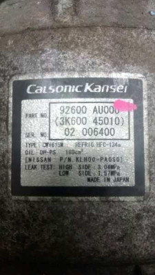 COMPRESOR AIRE ACONDICIONADO, NISSAN, PRIMERA BERLINA (P12)