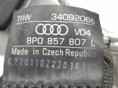 CINTURON SEGURIDAD TRASERO CENTRAL, AUDI, A3 SPORTBACK (8PA)