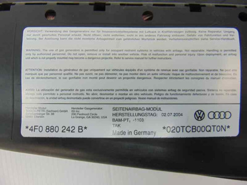  AIRBAG LATERAL DERECHO Audi A6 BERLINA (4F2) 