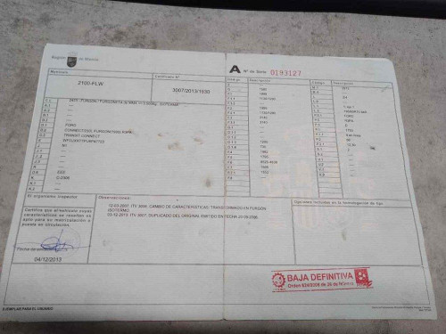 FORD TRANSIT CONNECT (TC7) — Donor Vehicle for Used Parts 