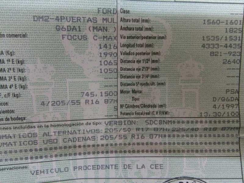  FORD FOCUS C-MAX (CAP)(2003) 