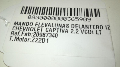 MANDO ELEVALUNAS DELANTERO IZQUIERDO, CHEVROLET, CAPTIVA