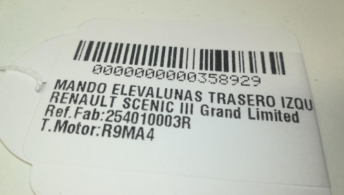  MANDO ELEVALUNAS TRASERO IZQUIERDO Renault SCENIC III (JZ) 