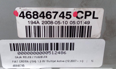 CAJA RELES / FUSIBLES, FIAT, CROMA (194)