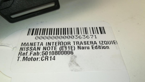  MANETA INTERIOR TRASERA IZQUIERDA, NISSAN, NOTE (E11E) 