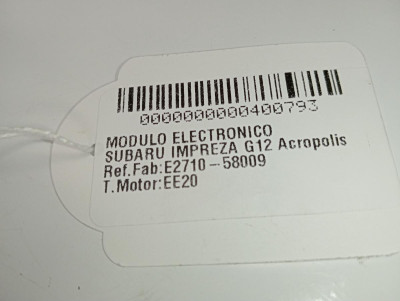 MODULO ELECTRONICO, SUBARU, IMPREZA (G12)