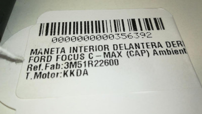 MANETA INTERIOR DELANTERA DERECHA, FORD, C-MAX (CB3)(2007)