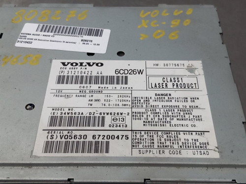  SISTEMA AUDIO / RADIO CD, VOLVO, XC90 
