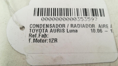 CONDENSADOR / RADIADOR AIRE ACONDICIONADO, TOYOTA, AURIS (E15)