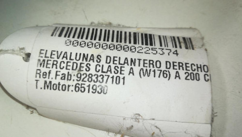  ELEVALUNAS DELANTERO DERECHO Mercedes-Benz CLASE A (BM 176) 