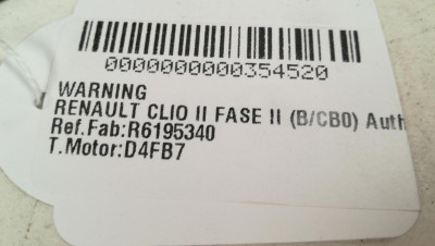 WARNING, RENAULT, CLIO II FASE II (B/CB0)