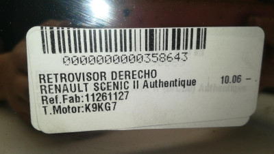 RETROVISOR DERECHO, RENAULT, SCENIC II (JM)