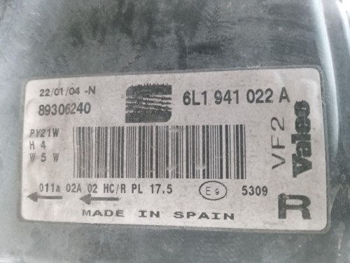  FARO DERECHO SEAT IBIZA (6L1) 