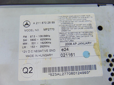 SISTEMA AUDIO / RADIO CD, MERCEDES-BENZ, CLASE E (BM 211) BERLINA