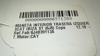 MANETA INTERIOR TRASERA IZQUIERDA, SEAT, IBIZA ST (6J8)