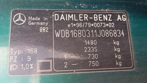  MERCEDES-BENZ CLASE A (BM 168) 
