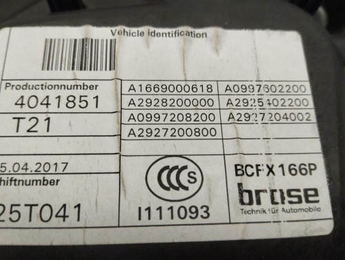 ELEVALUNAS DELANTERO DERECHO Mercedes-Benz CLASE GLE (BM 166) 