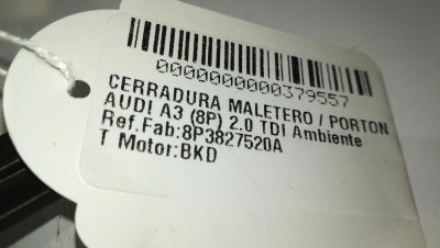 CERRADURA MALETERO / PORTON, AUDI, A3 (8P1)