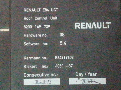  TECHO, RENAULT, MEGANE II COUPE/CABRIO 
